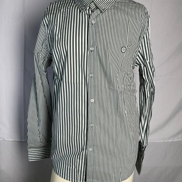 NEW CHAMPLAIN Men’s Long Sleeve Stripe Button-Down Shirt Green/White Size L - Picture 1 of 9